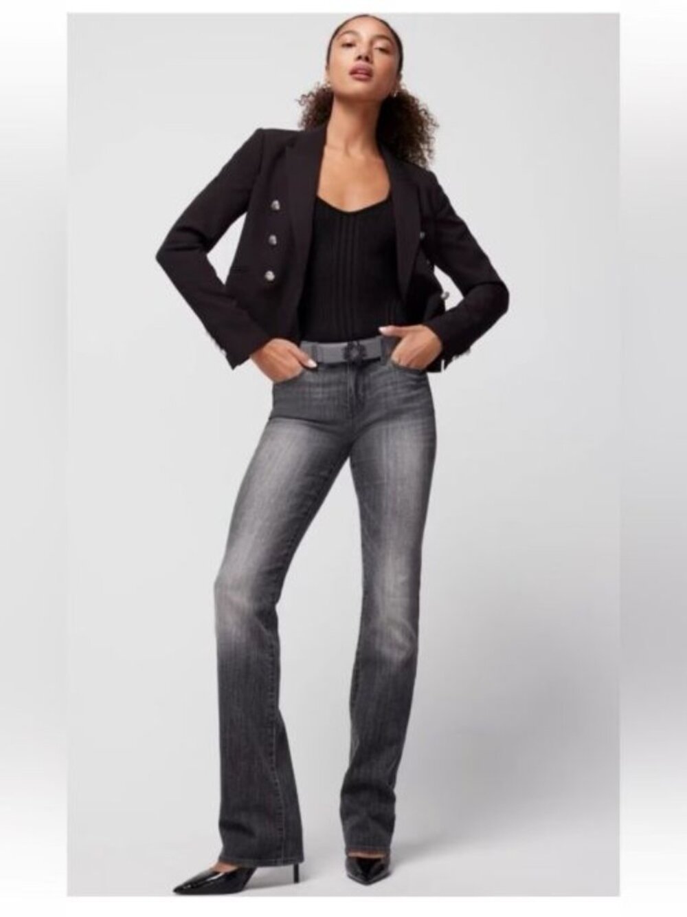 WHBM NWT Mid-Rise Women’s Gray Faded Bootcut Jeans Size 8